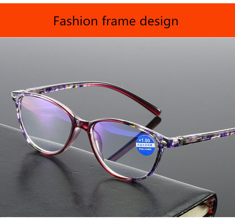 Anti Blue Reading Glasses Men Women Vintage Prebyopia Printing Glasses Optical Glasses Transparent Eyeglasses