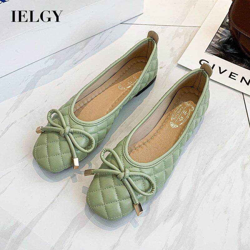 IELGY women's single shoes Korean style flat bottom bowknot fairy style casual women's shoes