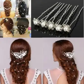 20pcs Jewelry White Crystal Wedding Hair Clips Pearl Rhinestone