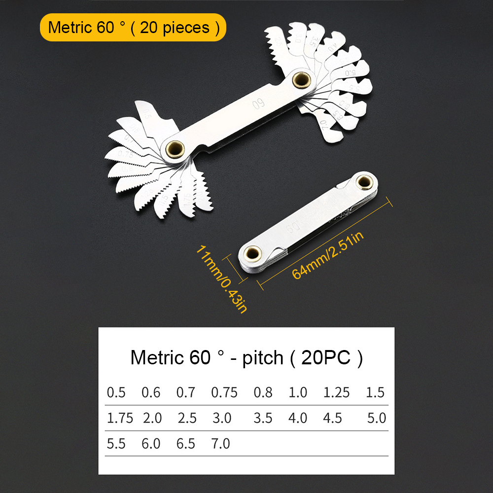 Langtu 20pcs/set metric screw gauge inch 55 ° & metric 60 ° thread pitch gauge home industrial measurement tools