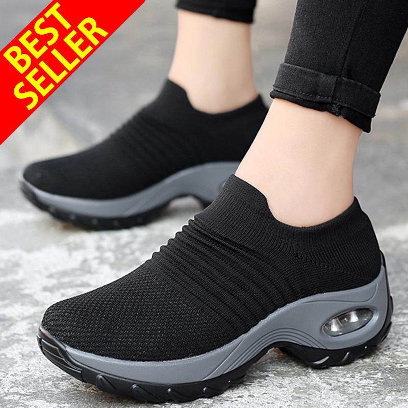 Women's Air Cushion Sneakers Sport Breathable Walking Slip-On Running Sock Shoes