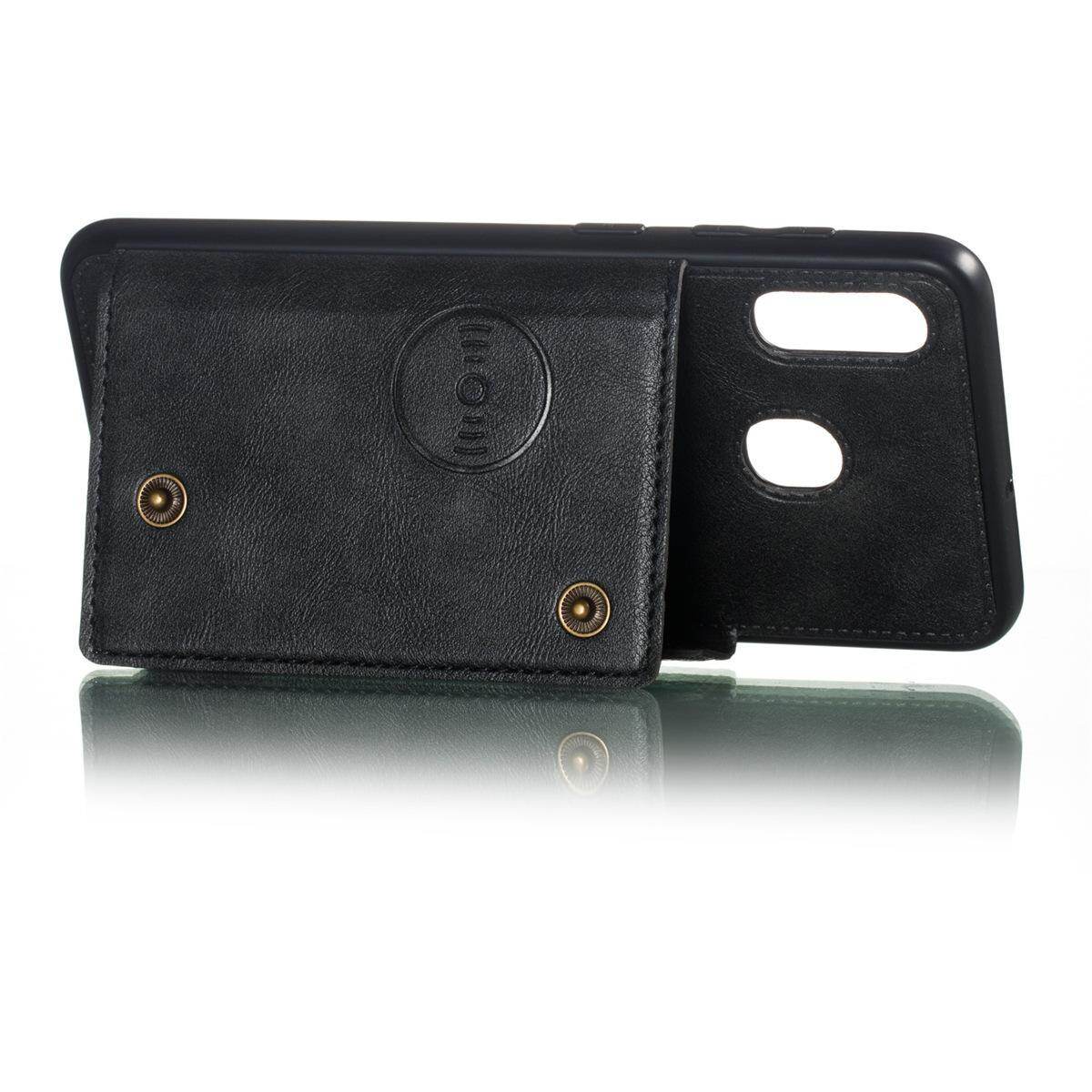for Samsung A20 A30 Leather Case Multiple Folio Flip Cover Wallet Back Case Shell, can work with Car Mount, Hidden ID Credit Card Slot Holder, Retro Metal Button Clasp, Stand Support