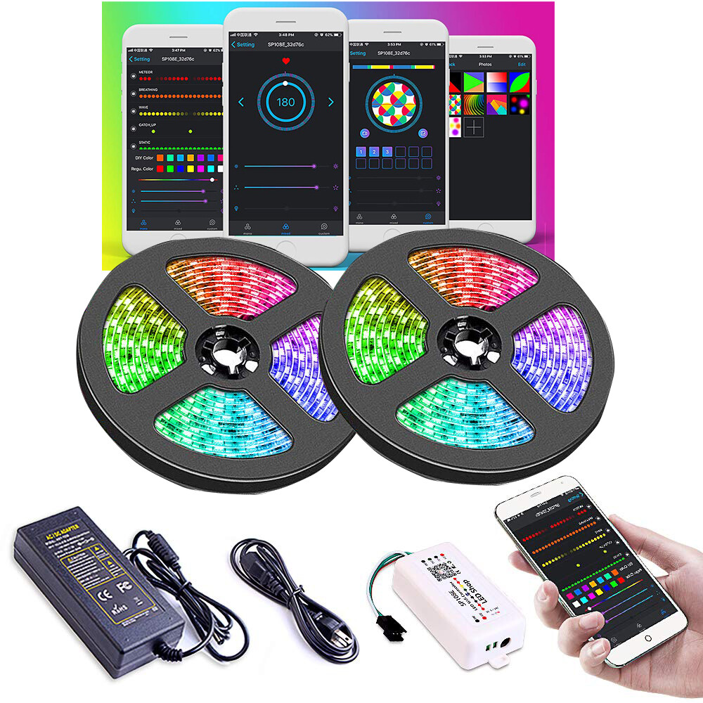 Dream Color 2811 Led Strip Light With Chasing Effect App Controlled Rope Light Kit With Power Supply And Sp108e Wifi Controller Lazada Singapore