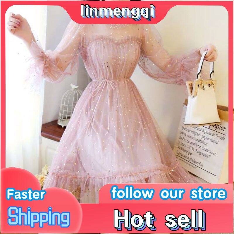 Đầm Nữ Hàn Quốc Mới, Với Lưới Váy
