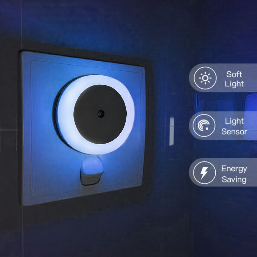 HOME MI LED Night AutoSmart Sleeping Light Sensor Light AUTO ON/OFF, High Quality wireless LED Night Mini Light, Bedside Lamp Bedroom Nightlight Smart Lighting Wall light for Bathroom Stair Bedroom 220V 0.5W