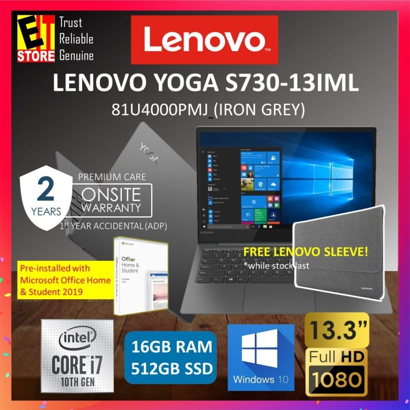 LENOVO YOGA S730-13IML 81U4000PMJ LAPTOP -IRON GREY (I7-10510U/16GB/512GB/13.3 FHD/UMA/W10/PREINSTALLED HOME & STUDENT/2YRS+ 1ST YR ADP) Malaysia