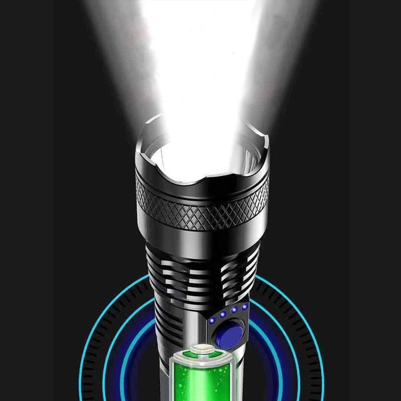 Powerful LED Flashlight 3 Modes USB Rechargeable Outdoor Bright Tactical Torch Portable Waterproof Light Self Defense Camping