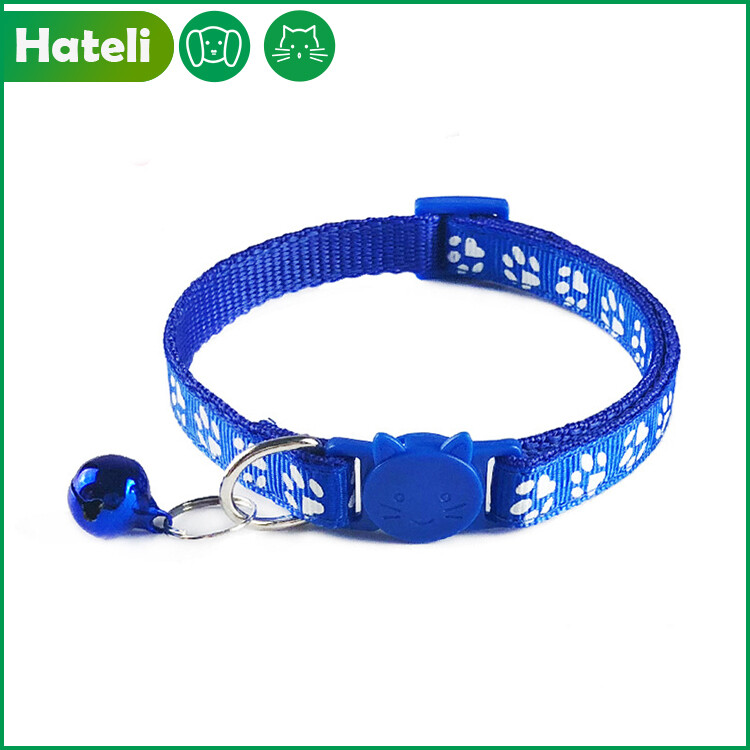 【HATELI】Cute Pet Cat Collar Candy Color Bell Collar Cat Head Safety Buckle Cat Puppy Collar