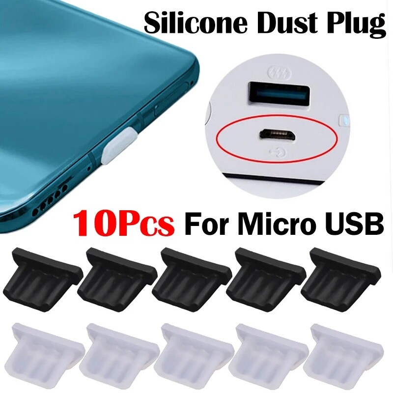 10Pcs Micro USB Nút Cắm Chống Bụi Phổ Thông Android Cổng Sạc Điện Thoại Đầu Bọc Chống Bụi Silicon Nút Cắm Chống Bụi Bảo Vệ Bìa Cho Samsung Xiaomi Chống Bụi Cap