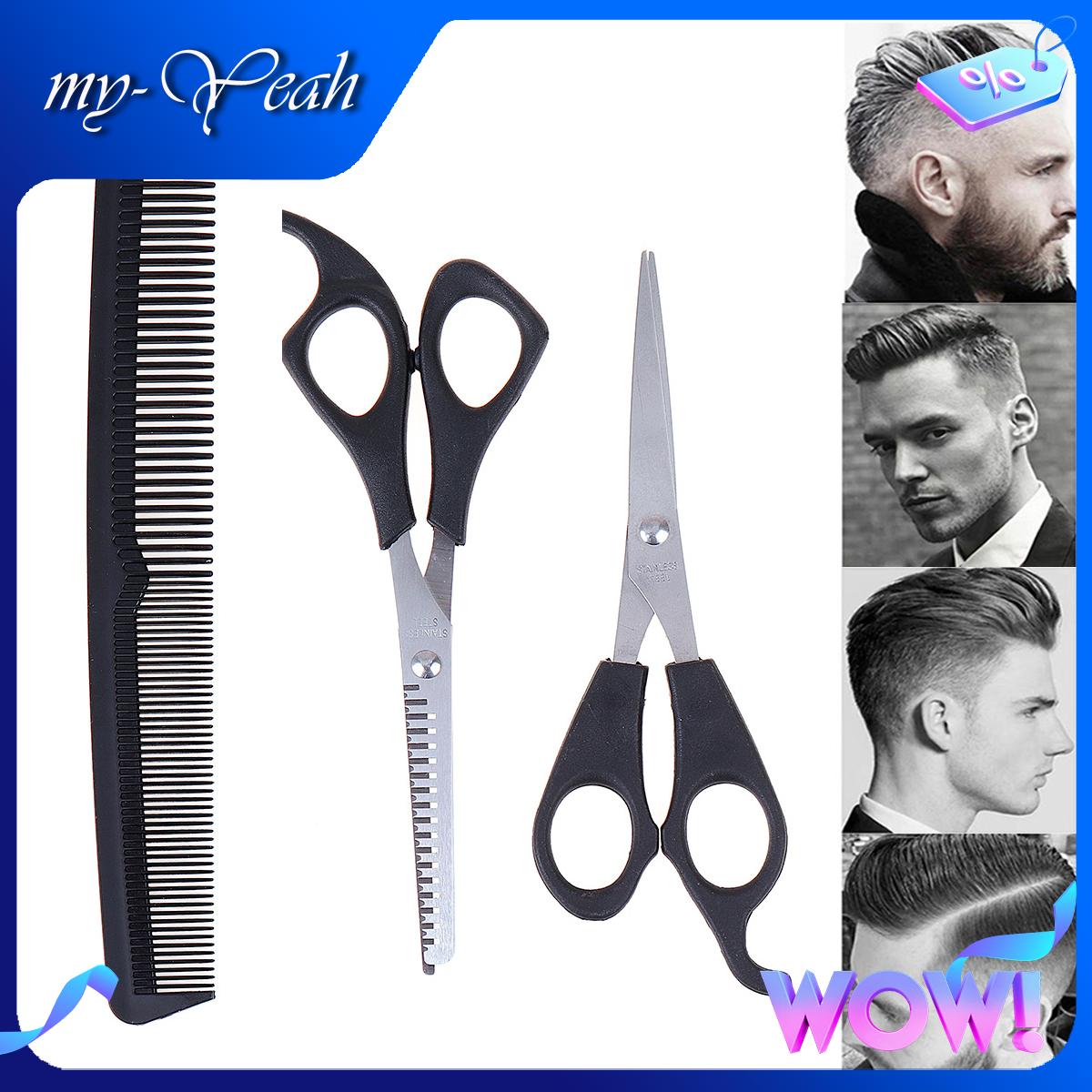 Bộ lược và kéo cắt tóc Myyeah chuyên dụng màu đen phù hợp dùng cho các salon chuyên nghiệp – INTL