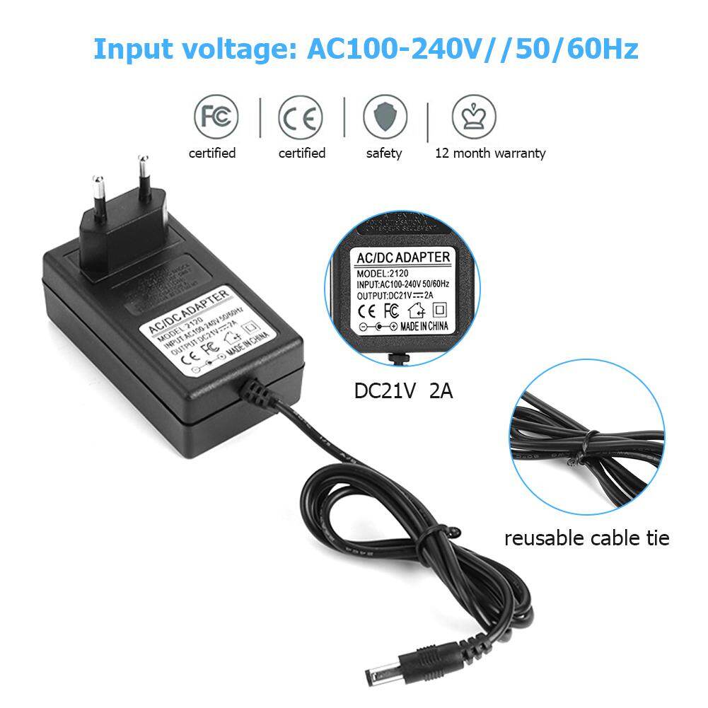 (Ready) 21V 2A 18650แบตเตอรี่ลิเธียม Charger DC5.5mm ปลั๊กที่ชาร์จอะแดป ...