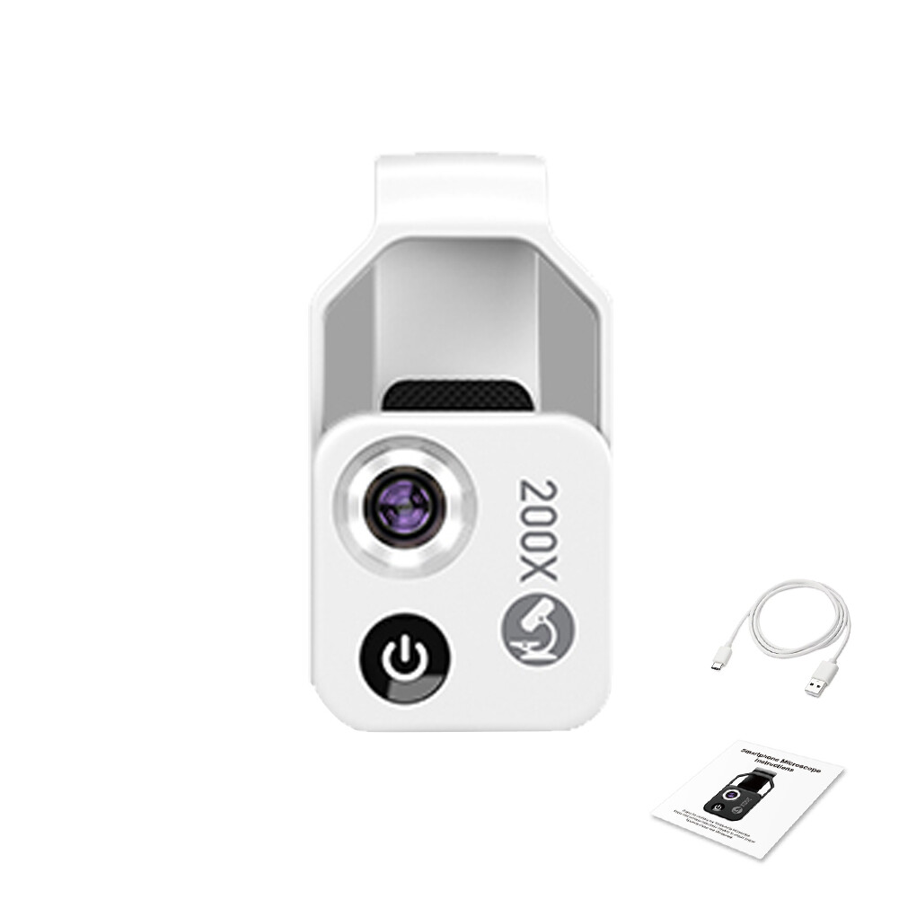 BO YIN 200X Portable Microscope Universal Mobilephone Microscope with 6 LED Lights 2 Level Brightness Adjustable No Need APP Multifunctional Microscope with CPL for Child Students Study Electronics Industry Testing