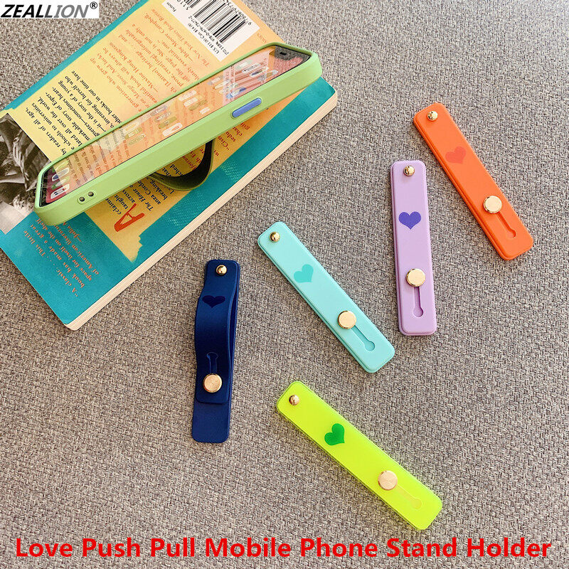 Zeallion Universal Simple Trend Love Mobile Phone Bracket Push Pull Invisible Silicone Ring Solid color Phone Stand for IOS Android