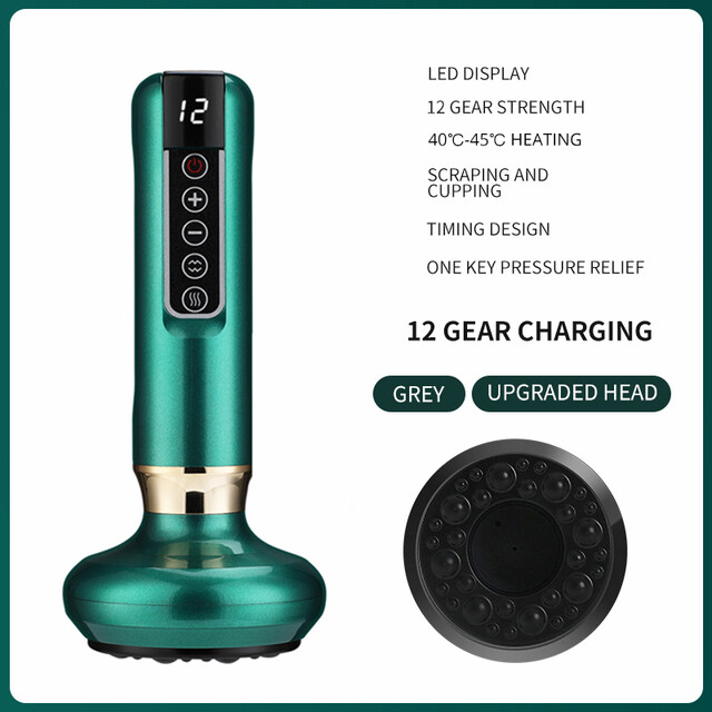Electric Gua Sha Cupping Scraping Acupoint Body Slimming Massager Detoxification Therapy Vacuum Suction Massager Rechargeable 12 Levels LED Display