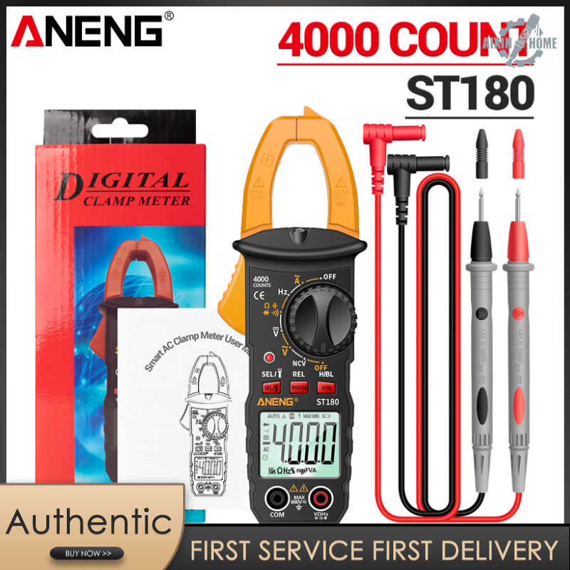 ANENG ST180 4000 Counts Digital Clamp Meter Multimeter Clamp Multimeter Voltmeter Ammeter AC DC Voltage AC Current Meter NCV Tester Universal Meter Tester Current Clamp Tester -30~1000°C Temperature Resistance Capacitance Frequency Diode Measurement