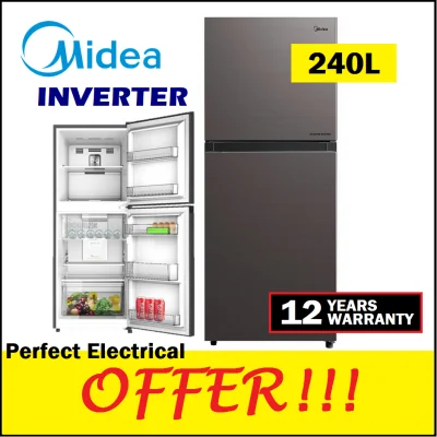 Midea 240L Inverter Twin Door Refrigerator MDRT307MTB28 -MY / 260L MD-262V Top Mount Freezer 2 Door Fridge Peti Sejuk