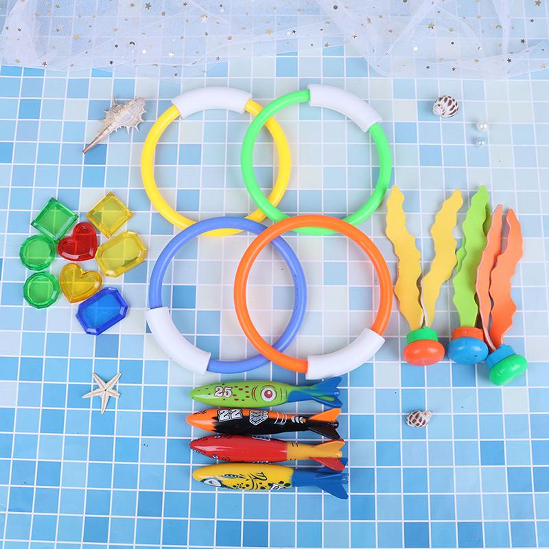 【Flash Sale】19pcs Swimming Pool Throwing Diving Toys Underwater Rings ...