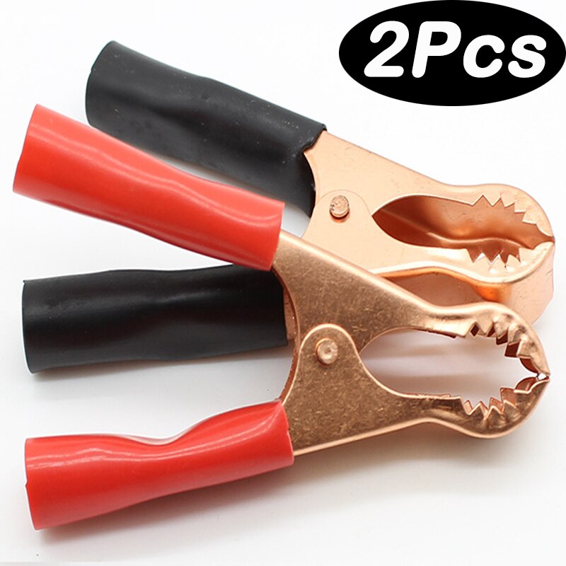 2pcs 50A Red + Black Alligator Clip Connectors Car Van Battery Testing Alligator Clips Connector Plug Power Accessories