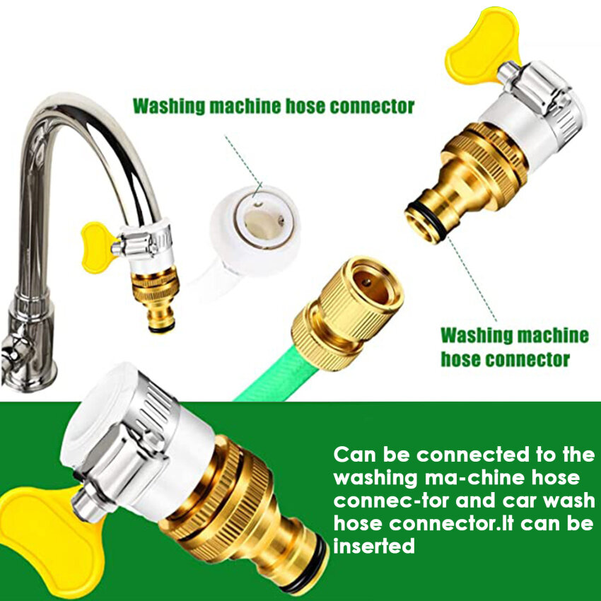 Brass Hose Tap Connector,1/2 Inch And 3/4 Inch 2in1 Outdoor Female Male Mixer Hose Connector