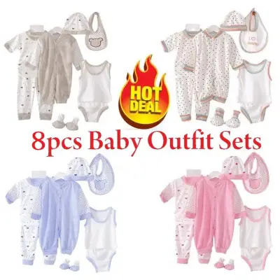 ReadyStock 8pcs set newborn romper #VE07 baju clothing girl boy clothe baby Gift 8 pcs