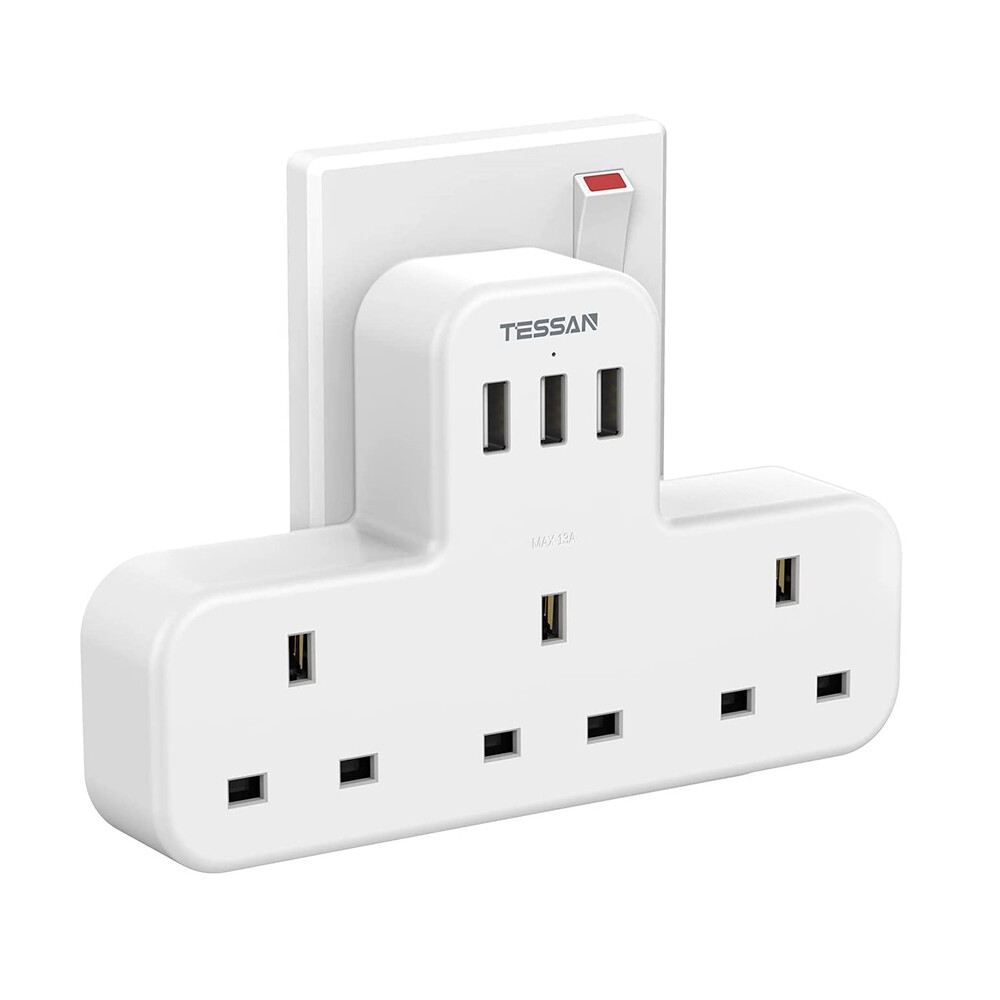 TESSAN Extension Socket Multi Plugs Travel Shaver Plug USB Charger USB ...