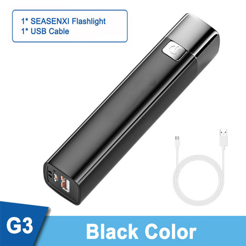 Strong light mini flashlight USB charging outdoor small flashlight hiking portable household lighting flashlight