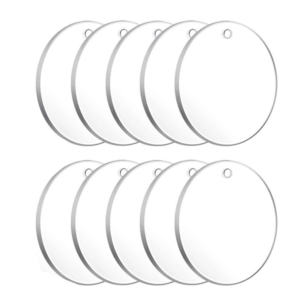 MMLUCK 10Pcs for Craft Round Shape with Hole 2 Inch DIY Pendants Discs Circles Keychain Blanks Discs Keyrings Acrylic Clear Circle Acrylic Blank Keychain