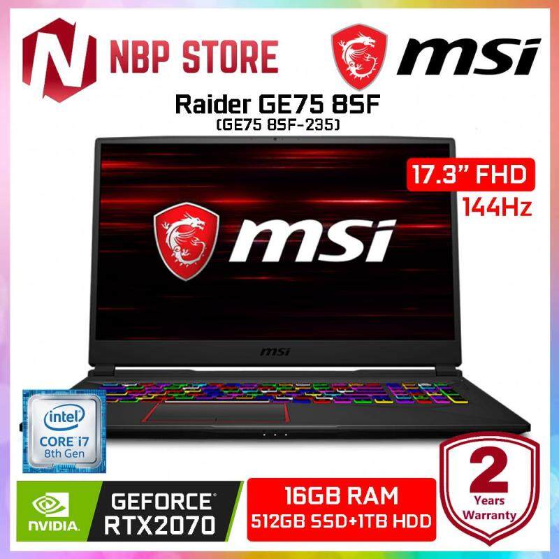 MSI Raider GE75 8SF-235 17.3 FHD IPS 144Hz Gaming Laptop ( i7-8750H, 16GB, 1TB+512GB, RTX 2070 8GB, W10H ) Malaysia