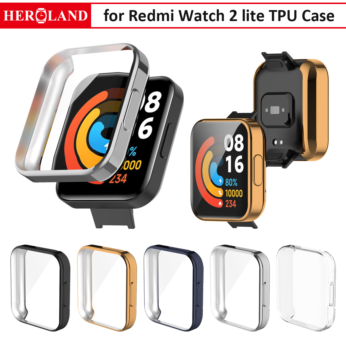 Xiaomi Redmi Watch 2 Lite Ốp Đồng Hồ Bảo Vệ Vỏ Bảo Vệ Toàn Màn Hình Ốp Trong Suốt TPU Trong Suốt Redmi2 Lite