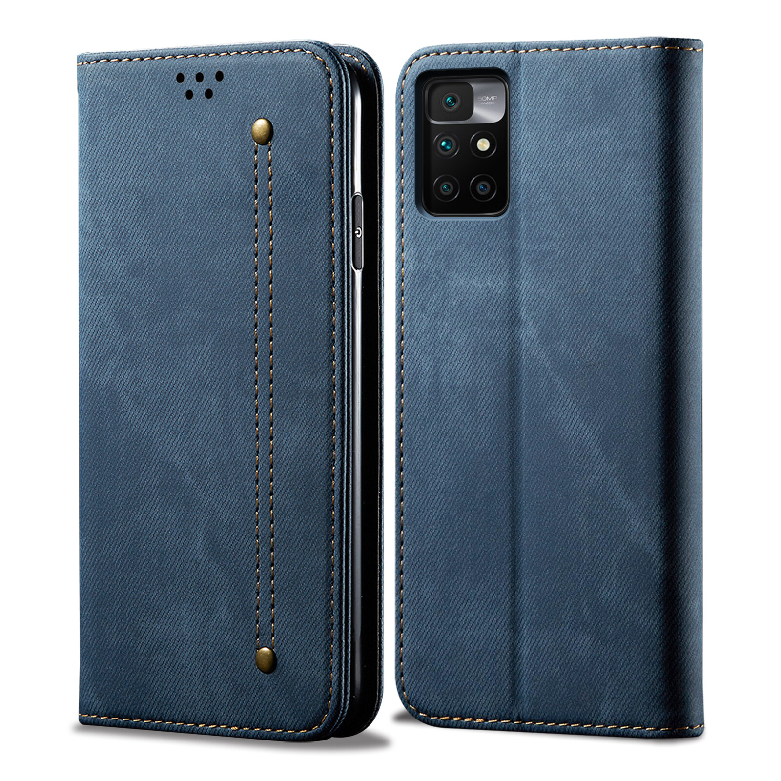 Thinmon for Xiaomi Redmi 10 Retro Leather Case Style Magnet Flip Leather Protective Case with Stand Card Slots Casing