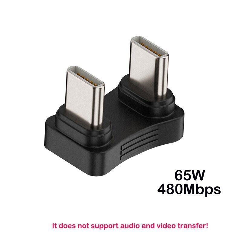 USB C Verlengkabel 180 Graden U-Vorm USB 3.2 Gen 2 100W PD Snelladen 10gbps Data 4k 60hz Video