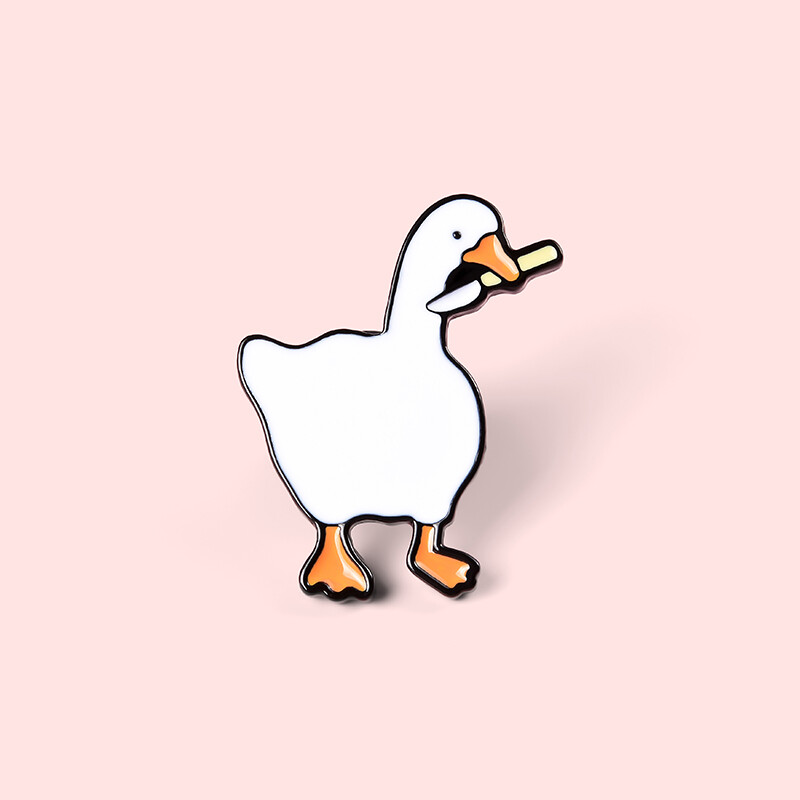 Funny Cartoon Goose Enamel Pins White Goose Brooch Badges Cute Duck Brooches Animal Jewelry Gift