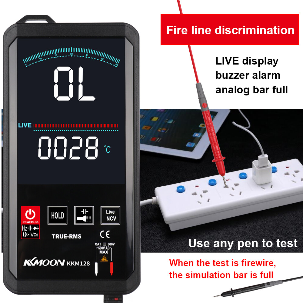 Màn Hình Màu Cảm Ứng KKmoon 4.7 Inch Hoàn Toàn Mới Đồng Hồ Vạn Năng Siêu Mỏng Tần Số Điện Áp Điện Dung Đồng Hồ Đo 6000 Đếm Hiển Thị Với Đèn Nền Đèn Pin Giữ Dữ Liệu Tự Động Tắt Chức Năng