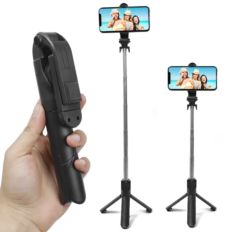 Retractable Selfie Sticks Tripod Stand Bluetooth Remote Control Rotatable Folding Wireless Selfie Rod Compatible with iPhone Samsung Xiaomi Phones