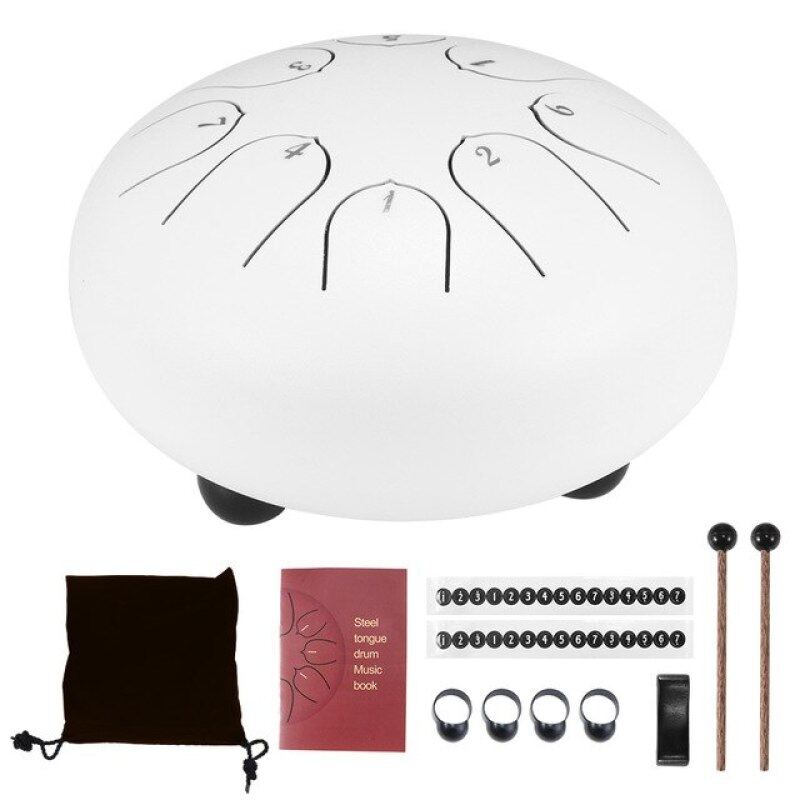 Trống Tongue 6 Inch 8 Tune Steel Hand Pan Drum Tank Với Dùi Trống Túi Xách Dụng Cụ Gõ Handpan Quà Tặng