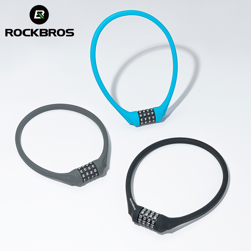 ROCKBROS Khóa Xe Đạp Silicone bọc hợp kim kẽm bền chống cắt & chống gỉ MTB xe đạp đường trường mật mã khóa chống trộm khóa an toàn
