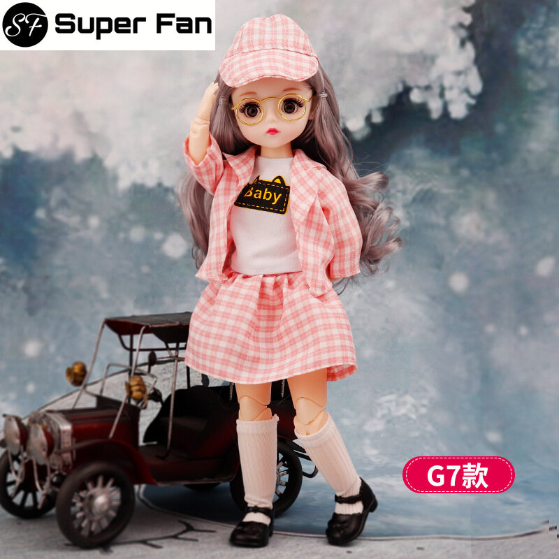（Super Fan) New  doll Blinking 30cm Bjd Doll 23 Joint Movable Set Free Shoes 4D Real Eyes 1/6 Fashion Princess Dressup DIY toys for girls  Birthday Gift