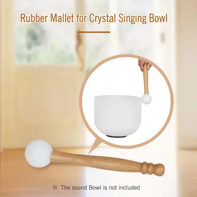 Rubber Mallet Stick Beater for Crystal Singing Bowl Wooden Handle Professional Sound Bowl Striker with Rubber Ring Meditation Bowl Accessory Ivory
