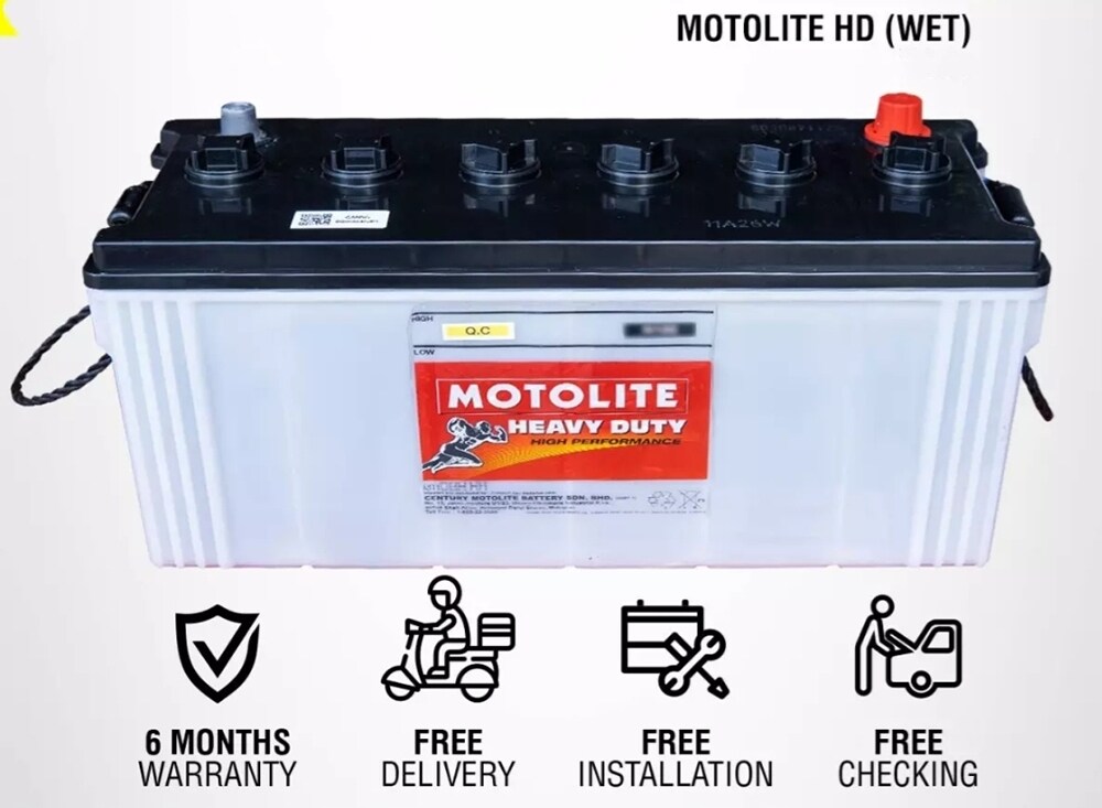 N150 Motolite Heavy Duty WET Car Battery Bateri Kereta Lorry Battery Bateri Lori Boat