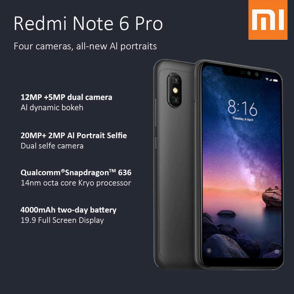 Xiaomi REDMI NOTE 6 PRO Smartphone 6.26 INCH FHD [3+32GB / 4+64GB] 4  CAMERAS (GLOBAL ROM) CLEARANCE STOCK SALES