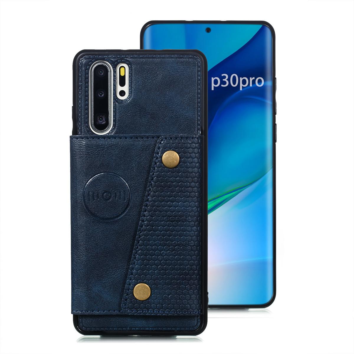 Cho Huawei p30pro da trường hợp nhiều Folio lật Bìa Wallet trở lại trường hợp vỏ, có thể làm việc với gắn trên xe hơi, ẩn thẻ tín dụng ID khe giữ, retro nút kim loại clasp, đứng hỗ trợ