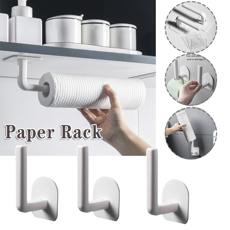 1/2pcs Toilet Paper Holder Hole-Free Paper Holder Tissue Rack Wall-Mounted Shelf Kitchen Bathroom Roll Paper Storage Organizing