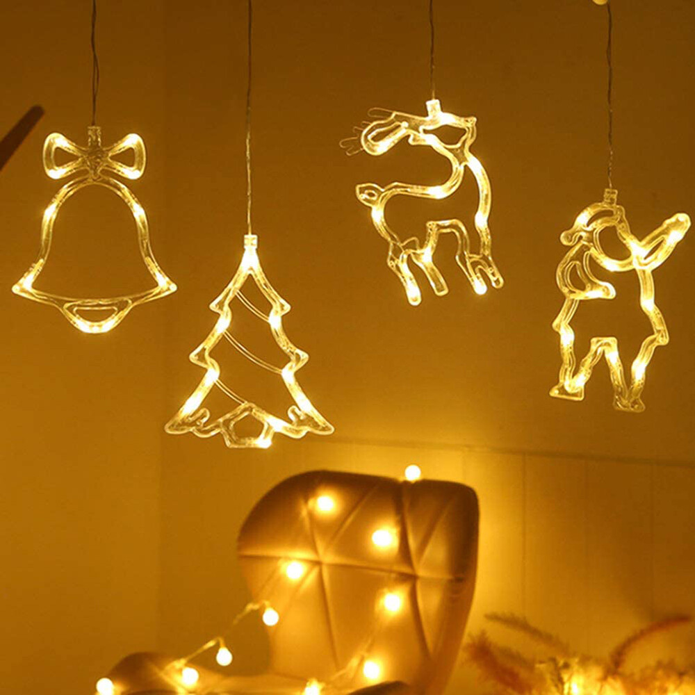 【Lightingeverthing】Christmas Led String Ánh Sáng, Đèn Chùm Cốc Hút Cửa Sổ Chạy Bằng Pin, Đèn Trang Trí Tiệc Giáng Sinh Sáng Tạo Chuỗi Cảnh Đèn Bố Trí
