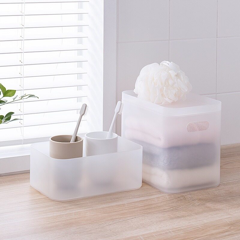 Hộp Nhựa Trong Suốt Mờ Đa Năng, Dành Cho Mỹ Phẩm, Ngăn Kéo Trang Điểm Hộp Đựng Đồ Để Bàn Có Nắp