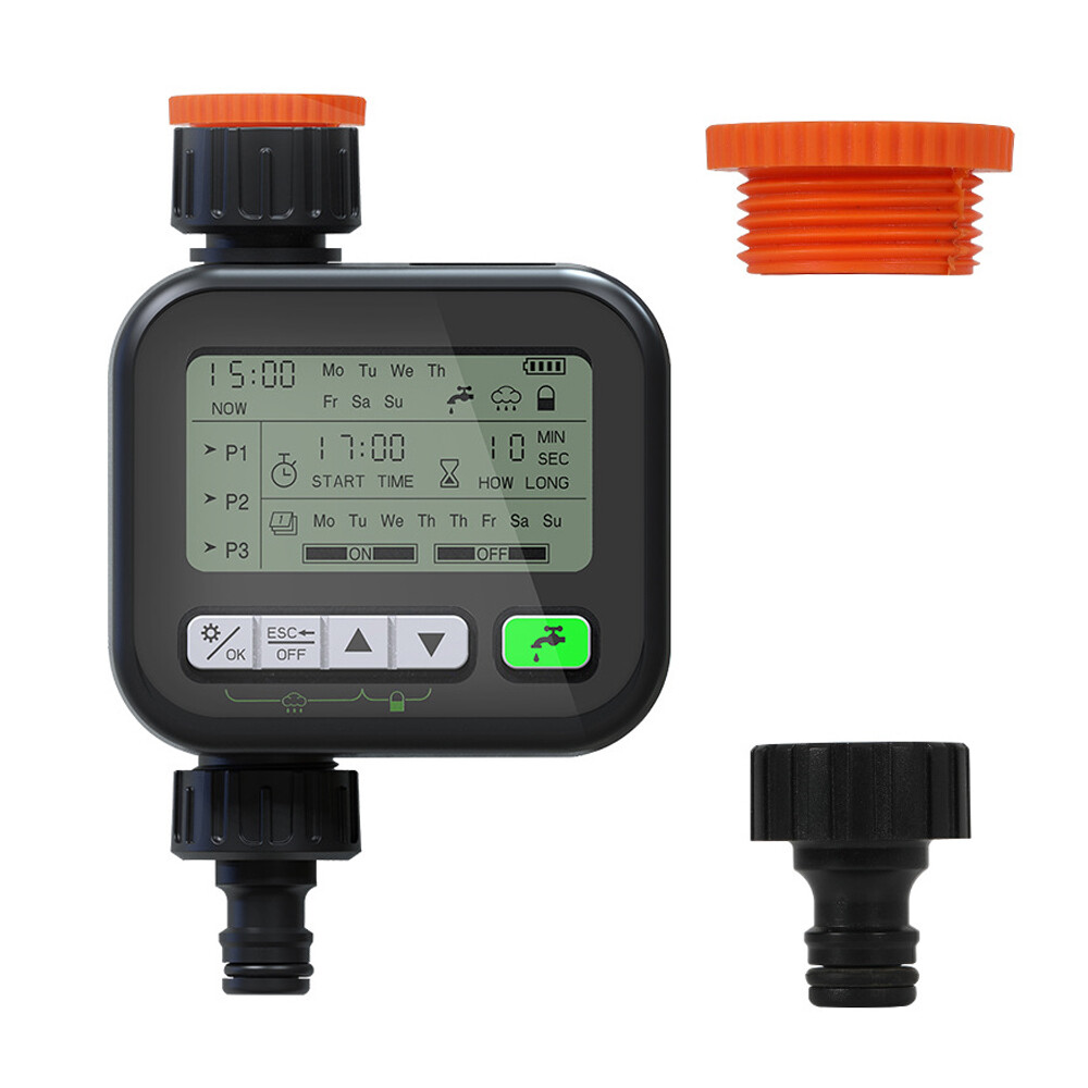 Smart Sensor Gardening Irrigation Timer Automatic Watering Device Garden Balcony Rain Sensing Control Intelligent Irrigation System Controller 3 Program Setting with Child Lock
