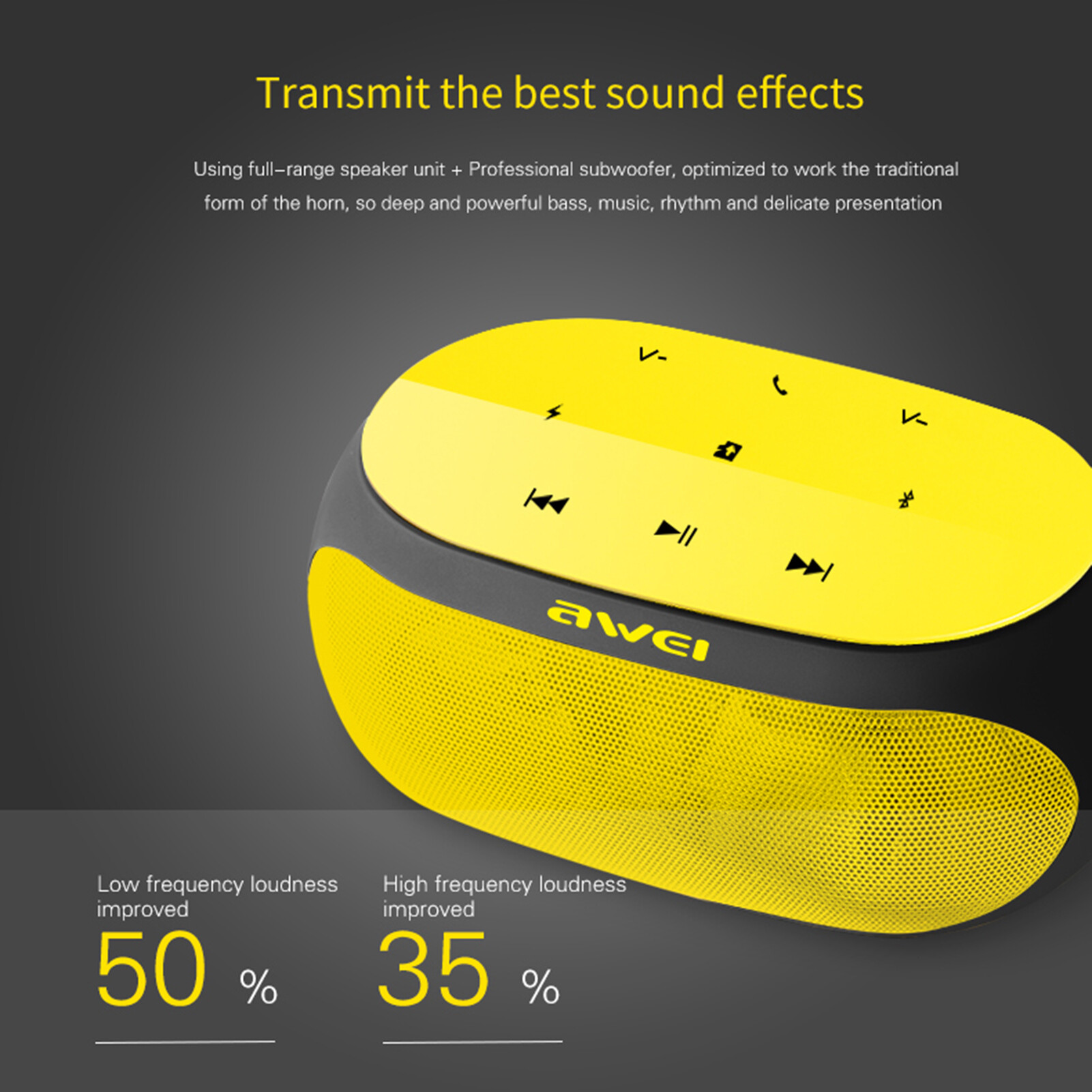 Awei Y200 Loa Siêu Trầm Âm Thanh Nổi Tương Thích Bluetooth Mini Tương Thích Hoàn Toàn Với Bluetooth