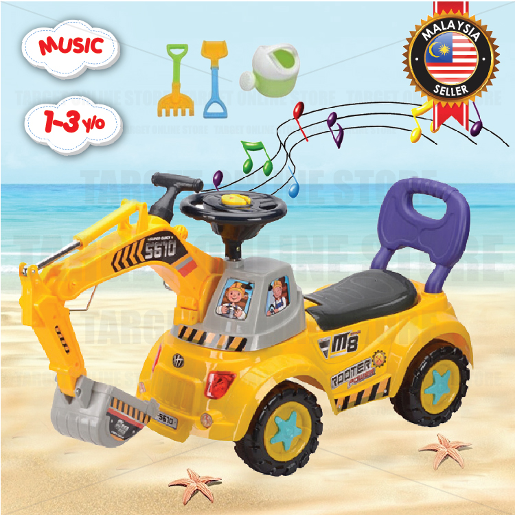Kids Ride On Bulldozer Excavator Construction Digger Musical Steering Kereta Mainan Muzik Kanak Kanak Lazada