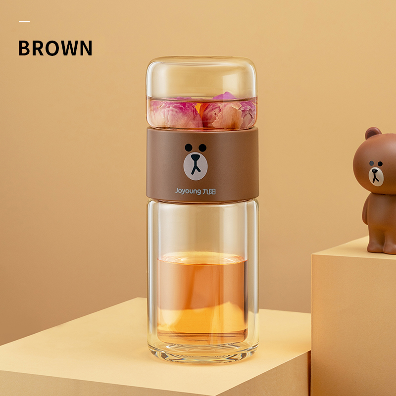 Joyoung Co-branded Tea and Water Separating Cup Double-layer Glass Cup Household Tea Cup Filter Water Cup Portable Men's and Women's Cup