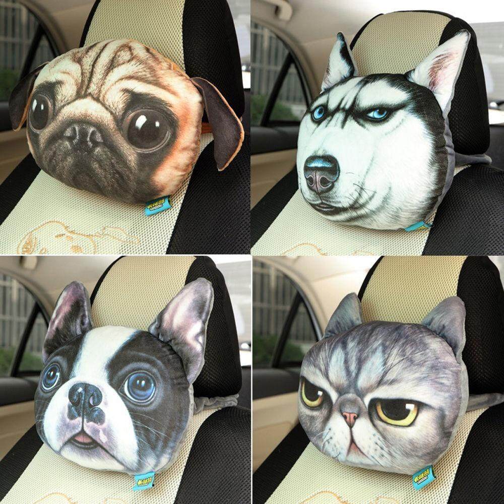 1 PC 3D Doge Anjing Husky Cat Kursi Mobil Bantal Sandaran Leher Kepala Bantal Sandaran Kepala Pad Tidur Siang Kucing Marah