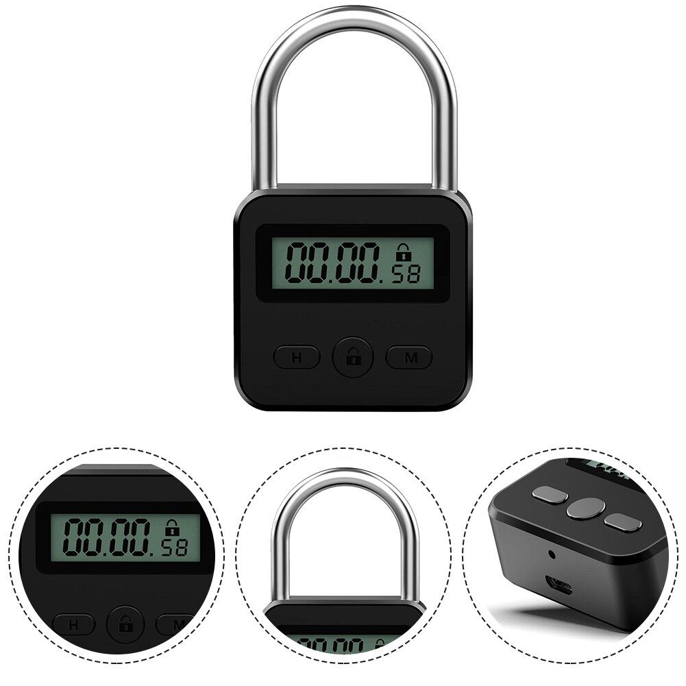Timing Padlock Metal Timer Lock 99 Hours Max Digital Electronic Heavy Duty